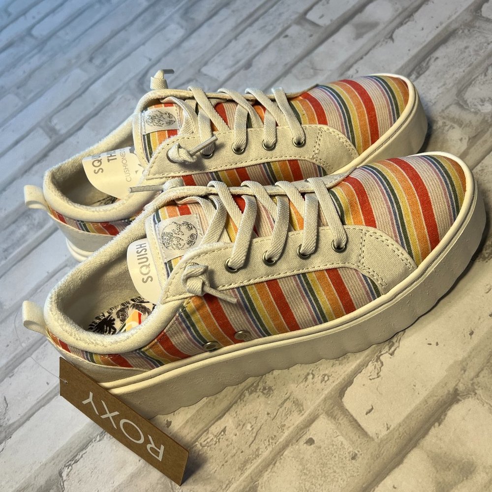 Roxy Women's Sheilahh Slip on Platfrom Sneaker Shoes NEW size 9 Rainbow